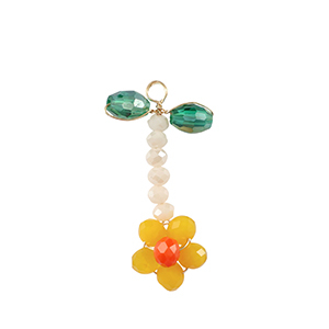 Pendentifs facett&eacute;es fleur Dor&eacute;-jaune vert