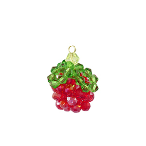 Pendentifs facett&eacute;es framboise Dor&eacute;-rouge vert