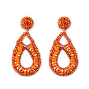 Boucles d&rsquo;oreilles facett&eacute;es goutte Dor&eacute;-orange