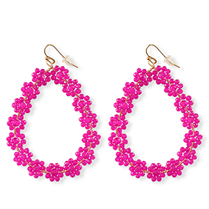 Boucles d&rsquo;oreilles facett&eacute;es goutte Dor&eacute;-rose n&eacute;on
