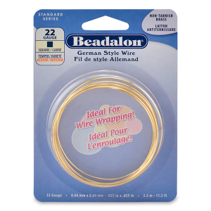 Beadalon Fil de style Allemand carr&eacute; 22Gauge Dor&eacute;