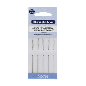 Beadalon collapsible eye needle 6.3cm assorti Argent&eacute;