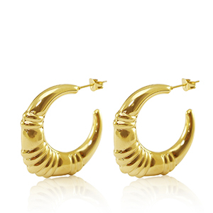 Boucles d'oreilles / puces en acier Inox cr&eacute;oles ovale Dor&eacute;