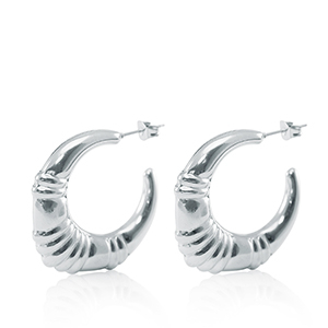 Boucles d'oreilles / puces en acier Inox cr&eacute;oles ovale Argent&eacute;