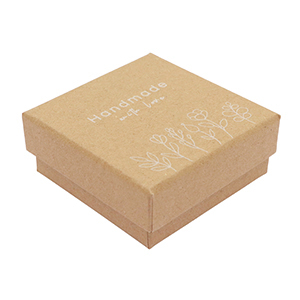 Bo&icirc;te &eacute;crin &agrave; bijoux "handmade with love"&nbsp;fleurs Marron