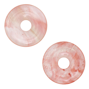 Pierres naturelles pendentifs verre donut 20mm Rose-transparent