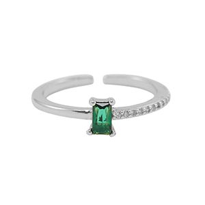 M&eacute;tal TQ laiton bague zirconium Argent&eacute;-vert