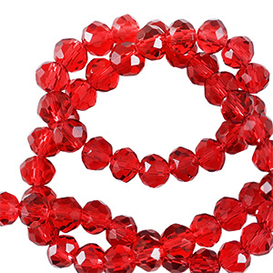 Perles &agrave; facettes 3x2mm disque Heishi Rouge bonbon