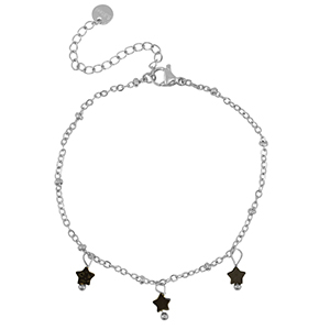 Bracelets en acier Inox &eacute;toile Argent&eacute;-noir