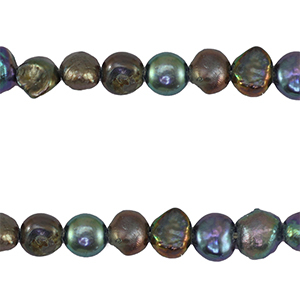 Perles d'eau douce nugget 4-6mm Bleu paon fonc&eacute;