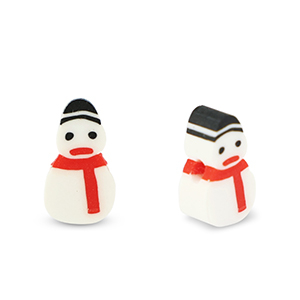 Perles en polym&egrave;re bonhomme de neige Blanc-rouge-noir