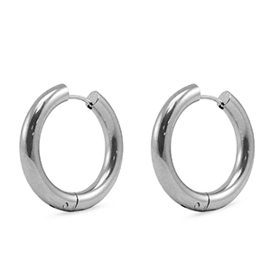 Boucles d'oreilles en acier Inox cr&eacute;oles Argent&eacute;