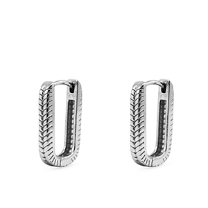 Boucles d'oreilles / puces en acier Inox ovale Argent&eacute;