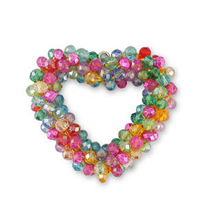 Boucles pendentifs facett&eacute;es coeur Multicolore&nbsp;