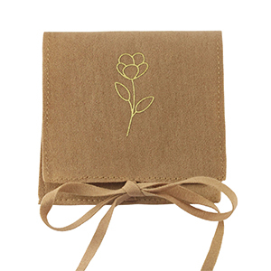 Sachet &agrave; bijoux fleur Marron sierra-dor&eacute;