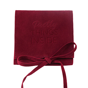 Sachet &agrave; bijoux "Pretty things inside" Rouge bourgogne