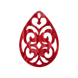 Pendentifs en r&eacute;sine goutte baroque 38x27mm Rouge piment