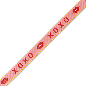 Ruban texte "xoxo" Rose-rouge