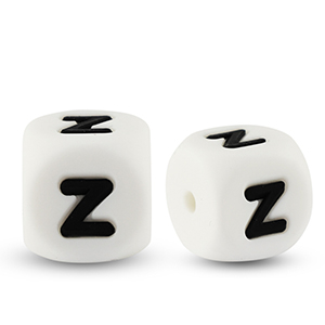Perles lettres en silicone Z Blanc-noir