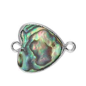 Perles d'eau douce connecteur c&oelig;ur Argent&eacute;-Vert oc&eacute;an