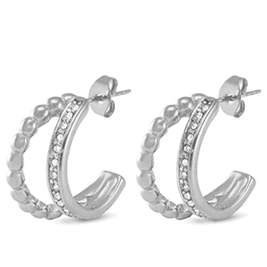 Boucles d'oreilles / puces en acier Inox zirconium Argent&eacute;