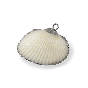 Pendentifs coquillage specials Coquille Saint-Jacques Blanc-argent&eacute;