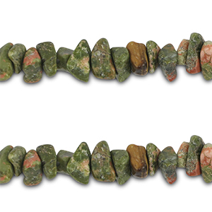 Perles chipstone Unakite Rose-vert