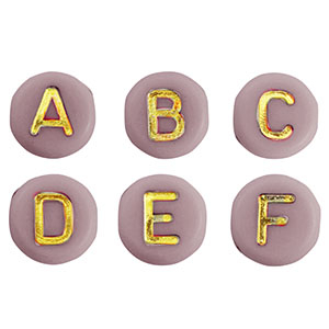 Perles lettres acryliques m&eacute;lang&eacute;es Rose dusty-dor&eacute;