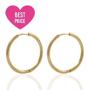 Boucles d'oreilles en acier Inox cr&eacute;oles 20mm Dor&eacute;