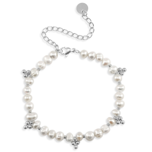 Bracelets en acier inox perles Argent&eacute;