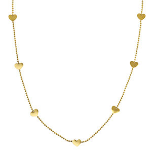 Colliers en acier Inox coeurs Dor&eacute;