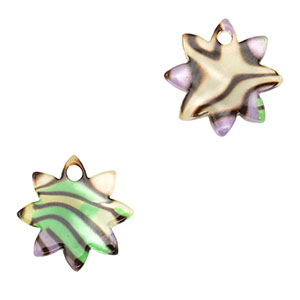 Pendentifs en r&eacute;sine fleur Violet-vert multicolore