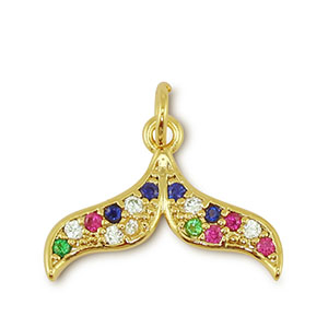 M&eacute;tal TQ laiton breloques queue Dor&eacute;-multicolore