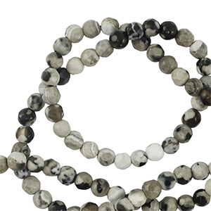 Pierres naturelles Agate 3mm facett&eacute;es Gris-beige-noir