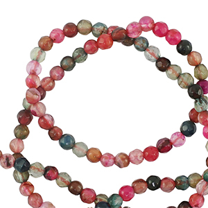 Pierres naturelles 3mm facett&eacute;es Rose-vert multicolore