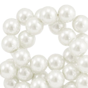 Perles en verre cir&eacute;es 8mm Blanc