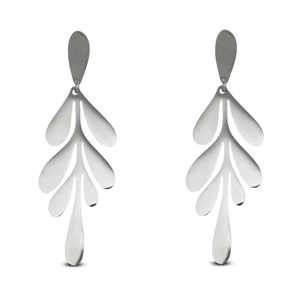 Boucles d'oreilles / puces en acier Inox feuille Argent&eacute;