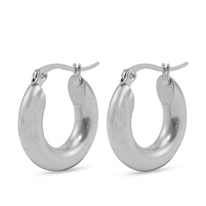 Boucles d'oreilles en acier Inox cr&eacute;oles 20mm Argent&eacute;