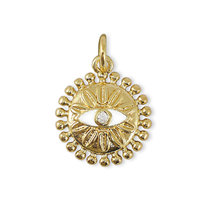 M&eacute;tal TQ laiton breloques zirconium oeil porte-bonheur Dor&eacute;