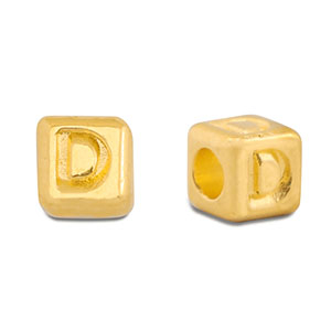 Perles alphabet en m&eacute;tal DQ D Dor&eacute; (sans nickel)