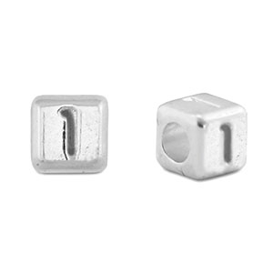 Perles alphabet en m&eacute;tal DQ 1 Argent&eacute; antique (sans nickel)