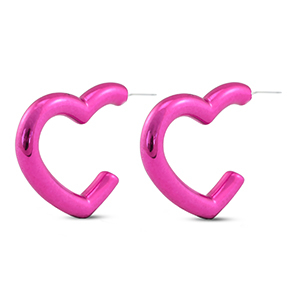 Boucles d'oreilles tendance coeur Rose magenta