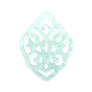 Pendentifs en r&eacute;sine losange baroque Aqua blanchi