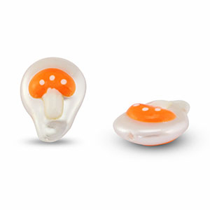 Perles acryliques champignon Perle-orange-blanc