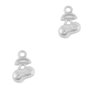 Breloques en acier Inox cerises Argent&eacute;