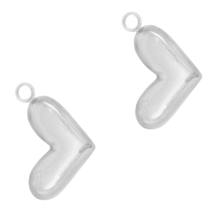 Breloques en acier Inox coeur Argent&eacute;