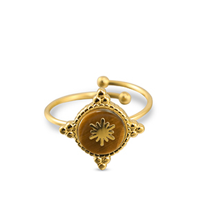 Bagues en acier Inox flocon de neige Dor&eacute;-marron