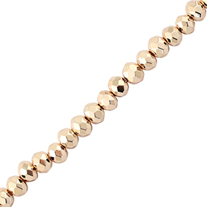 Perles &agrave; facettes 4x3mm disque Champagne m&eacute;tallique