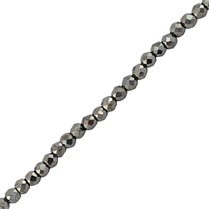 Perles &agrave; facettes 2mm rondes Gunmetal m&eacute;tallique