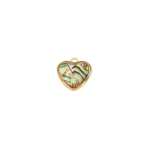 Pendentifs en r&eacute;sine avec imitation de coquille coeur Dor&eacute;-Vert oc&eacute;an